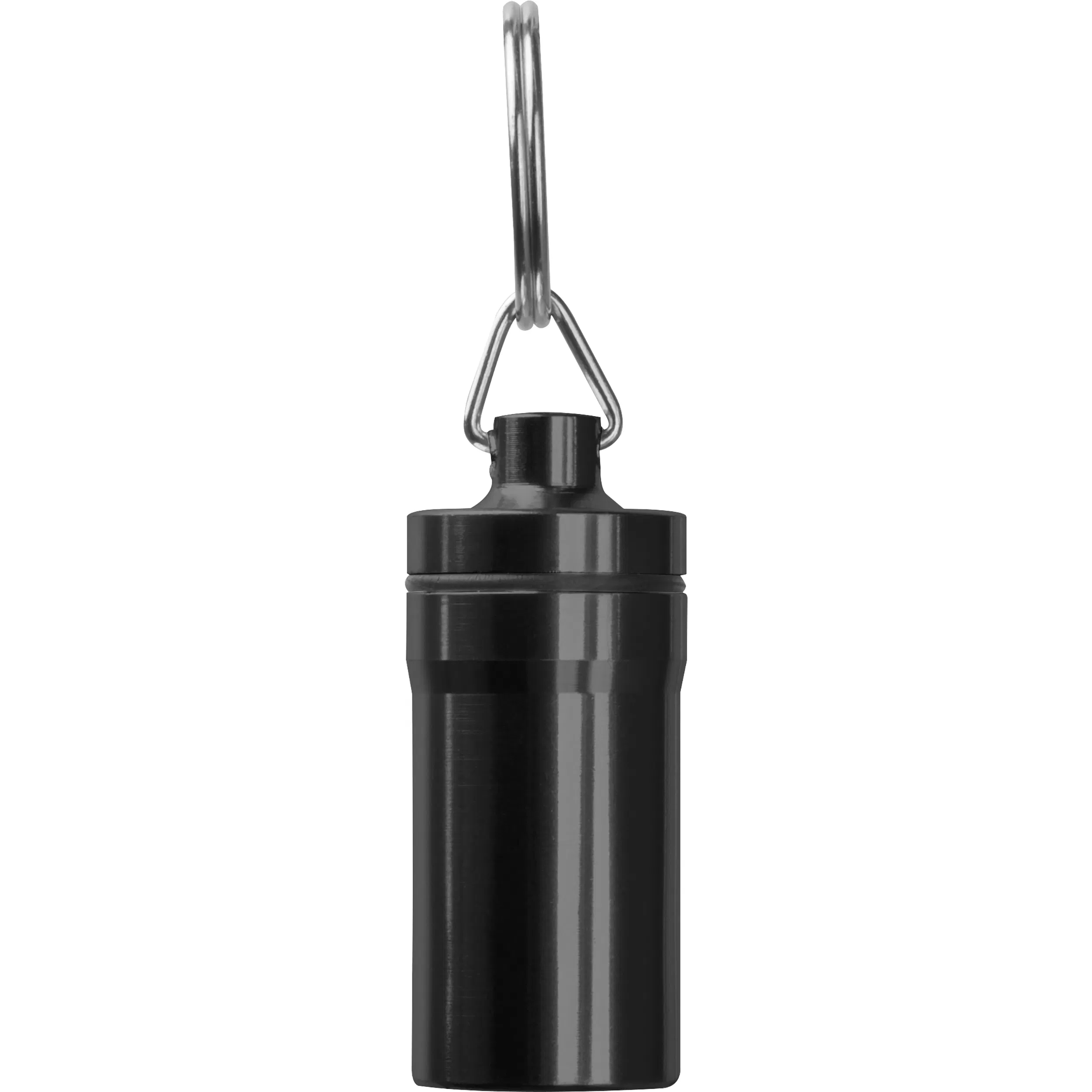 Schlüsselanhänger "Döschen" mit Gravur / aus Edelstahl / Farbe: schwarz
