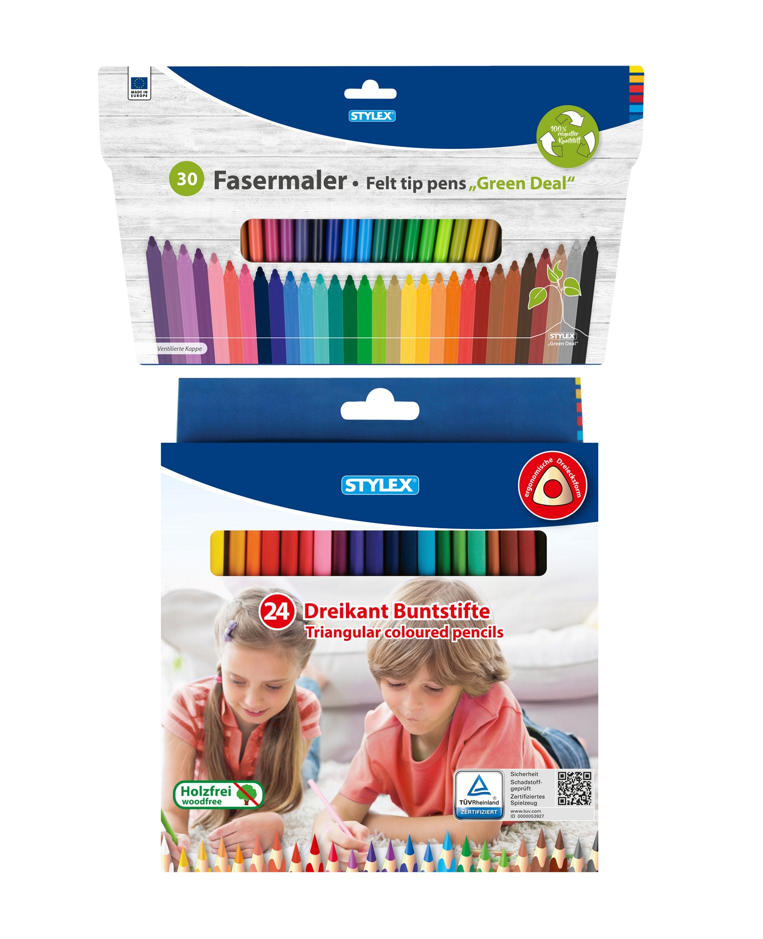 Malstifte-Set bestehend aus 30 Fasermaler + 24 Buntstifte