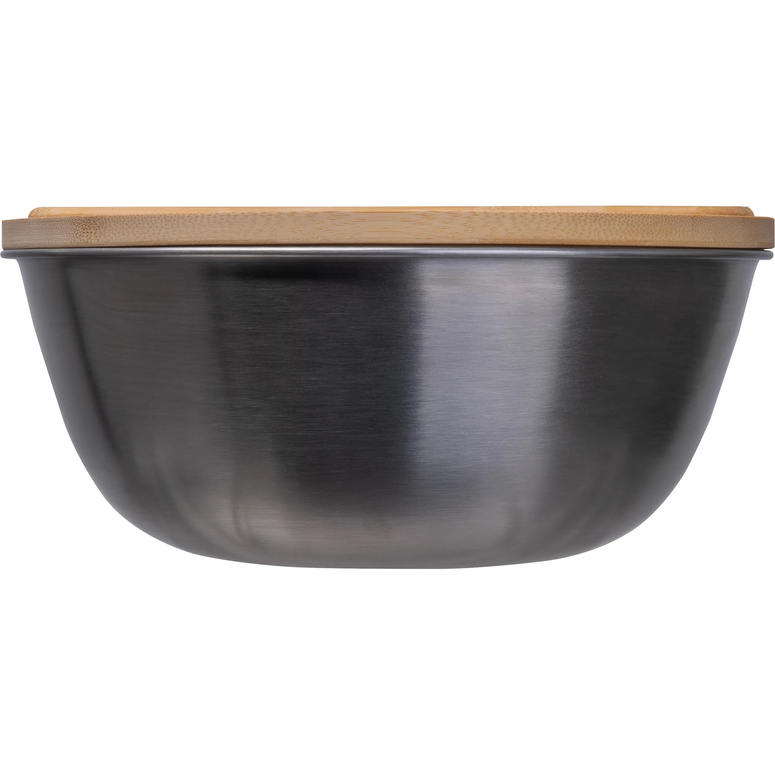 Salatschüssel mit Gravur / aus Edelstahl mit Bambusdeckel / 2.000 ml