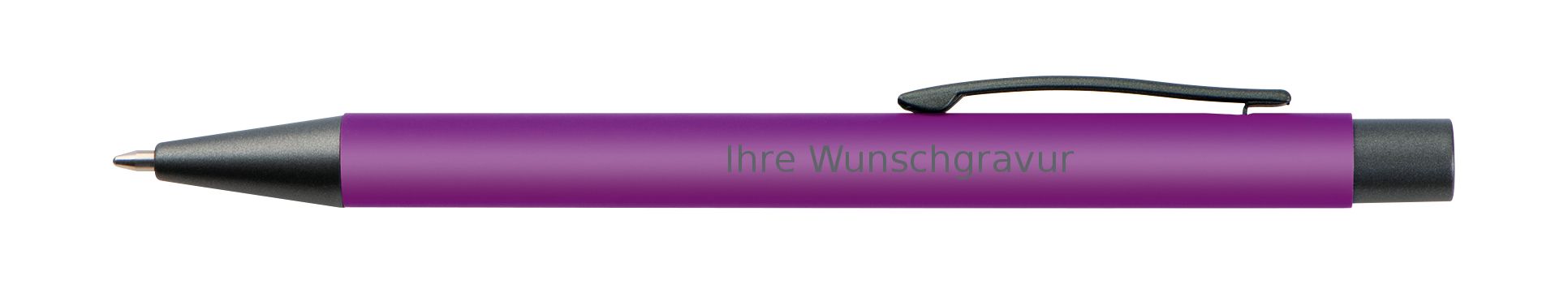 10 Kugelschreiber mit Gravur / mit Clip aus Metall / Farbe: lila