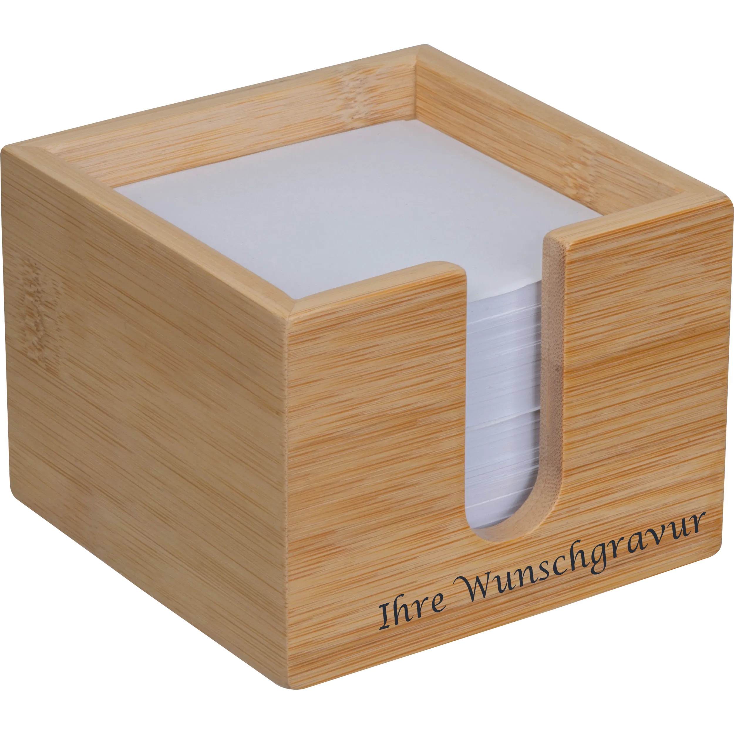 Zettelbox mit Gravur / aus Bambus / mit 700 Notizzettel