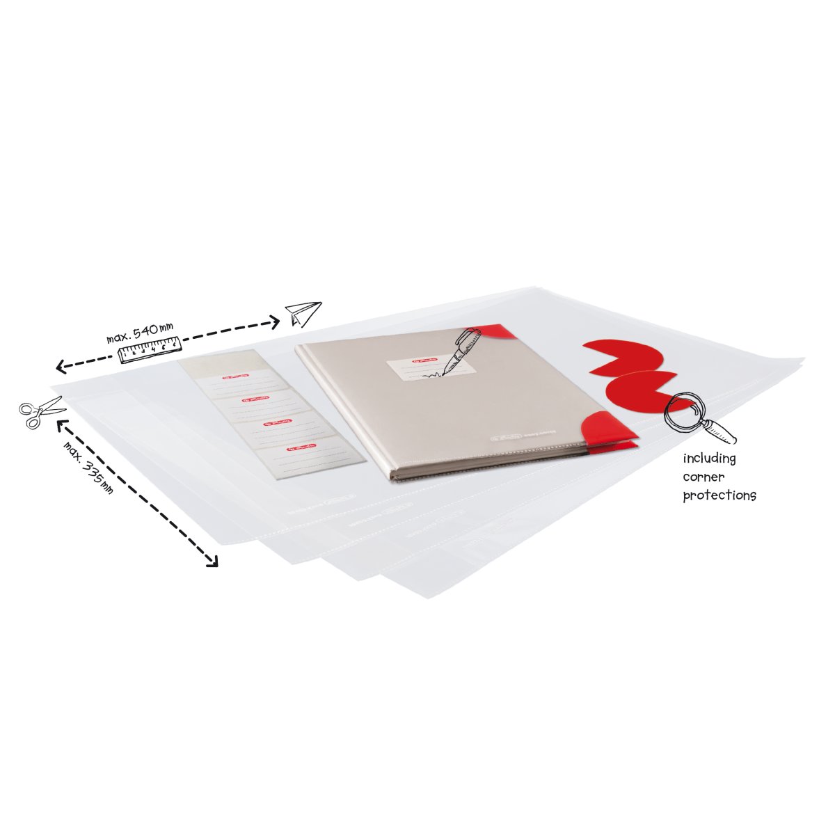 10 Herlitz Buchumschläge / Buchschutzhüllen / Buchhüllen / flexible Größe