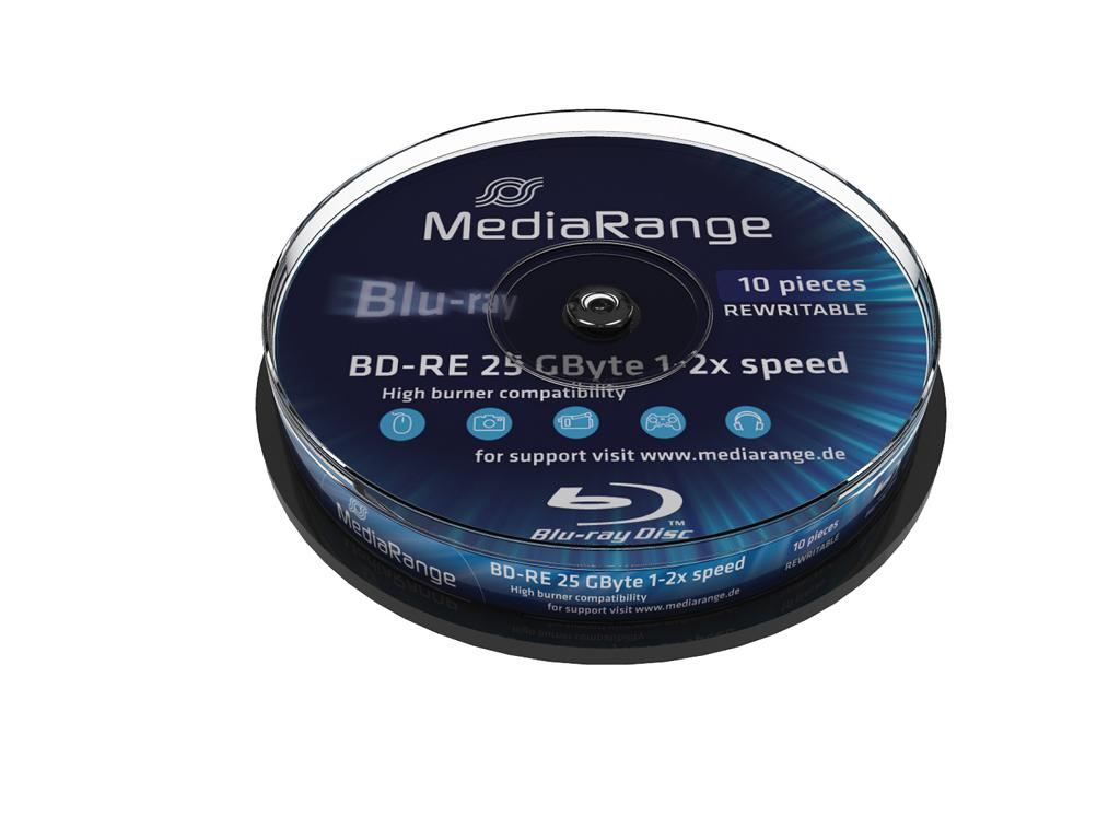 10 MediaRange Bluray Rohlinge BD-RE 25GB 2x