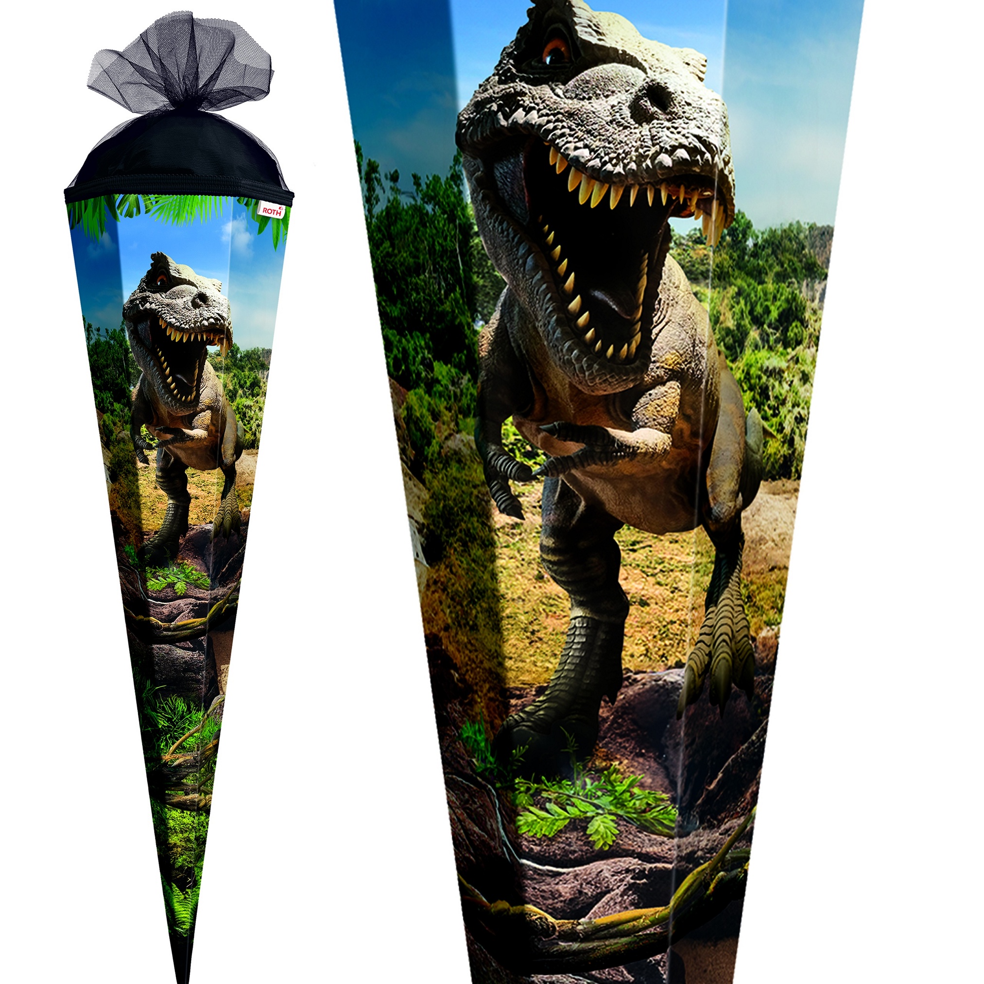 Schultüte mit Gravur / Zuckertüte / 85cm / eckig / "Dino Tyrannosaurus"