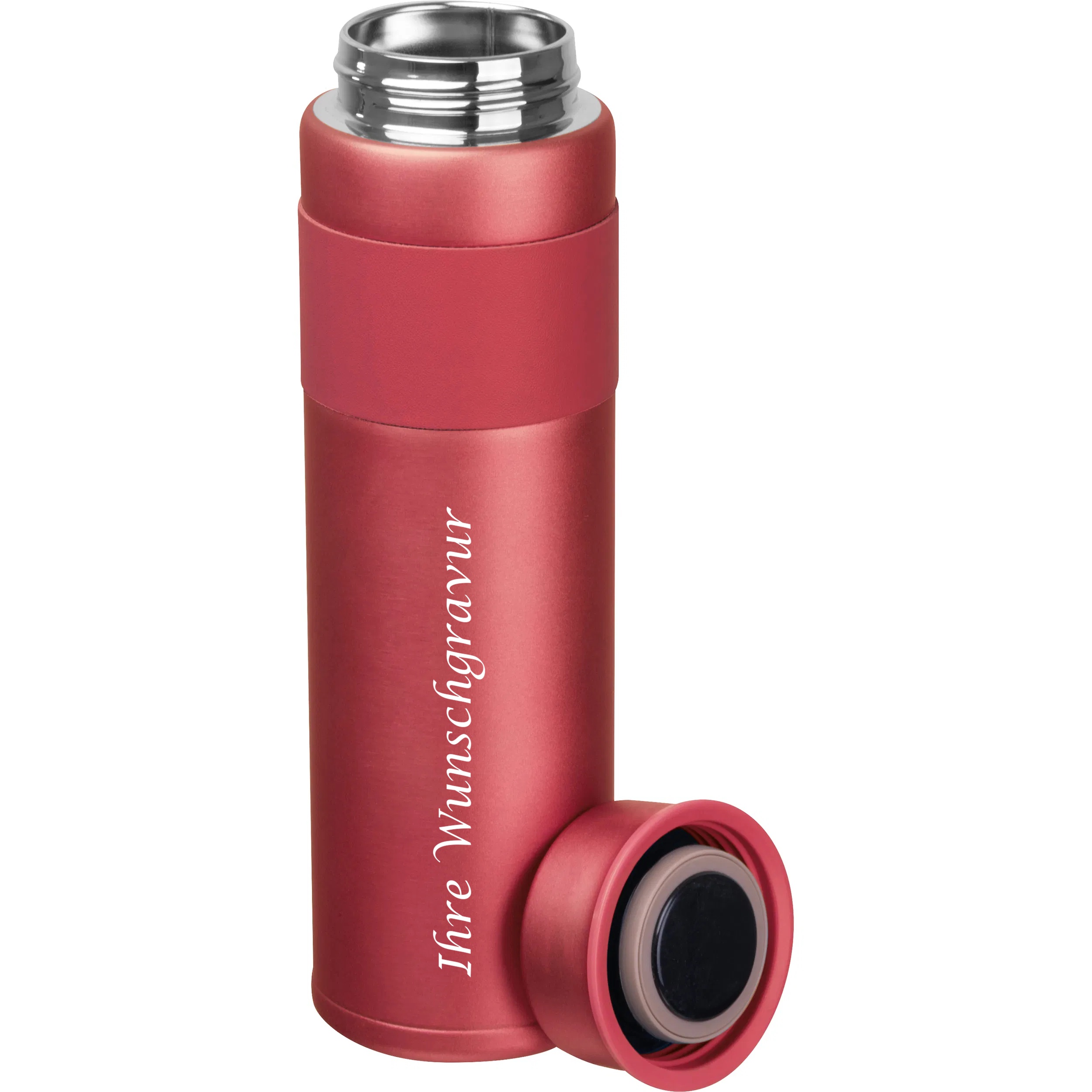 Vakuum Trinkflasche mit Gravur / aus Edelstahl / 600 ml / Farbe: burgund