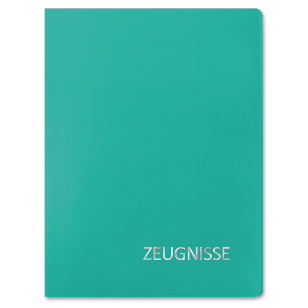 Zeugnismappe / A4 / mit 20 Hüllen / Farbe: türkis