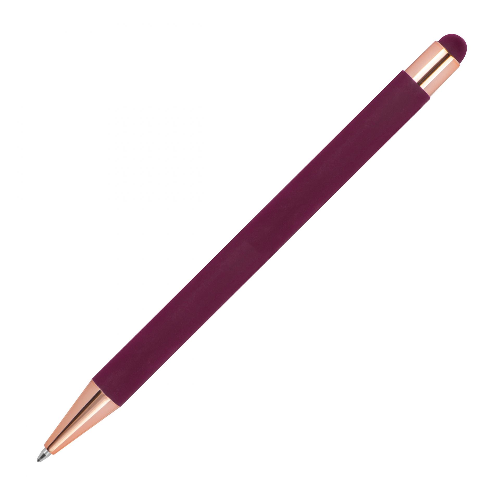 10x Touchpen Kugelschreiber mit Gravur / aus Metall / Farbe: rosegold-bordeaux