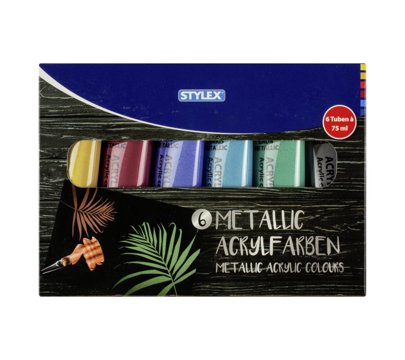 6 Tuben Acrylfarben / Set mit verschiedene Acrylfarben mit je 75ml