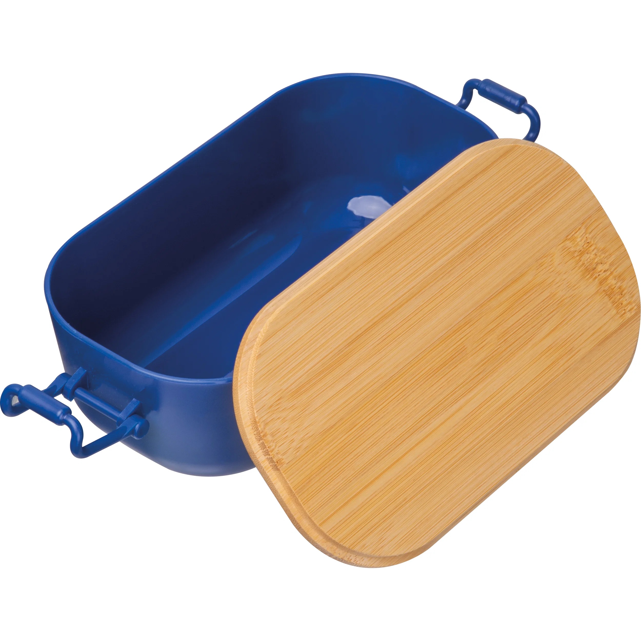 Brotdose mit Gravur / Lunchbox / mit Bambusdeckel und Bügelverschluss / blau