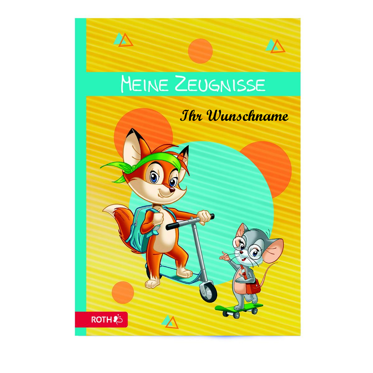 Zeugnismappe mit Namensgravur - A4 - "Fredo & Fitzi" - wattierter Einband