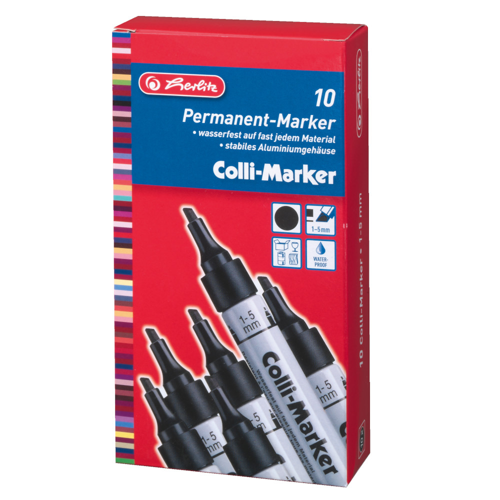 10 Herlitz Permanentmarker "Colli Marker" / 1-5mm / keil / Farbe: schwarz