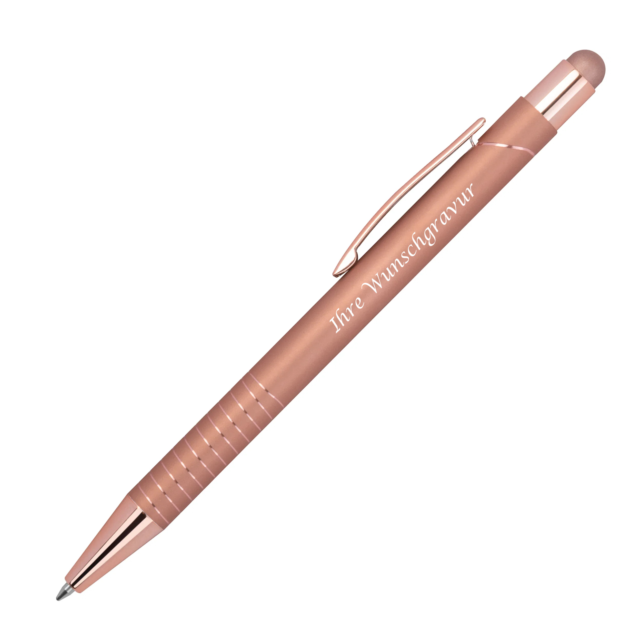 Touchpen Kugelschreiber mit Gravur / aus Metall / Farbe: roségold