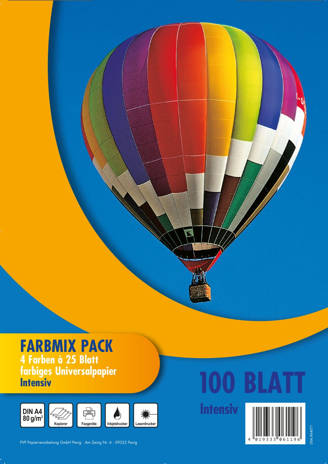 100 Blatt farbiges Druckerpapier / buntes Kopierpapier / 4 verschiedene Farben