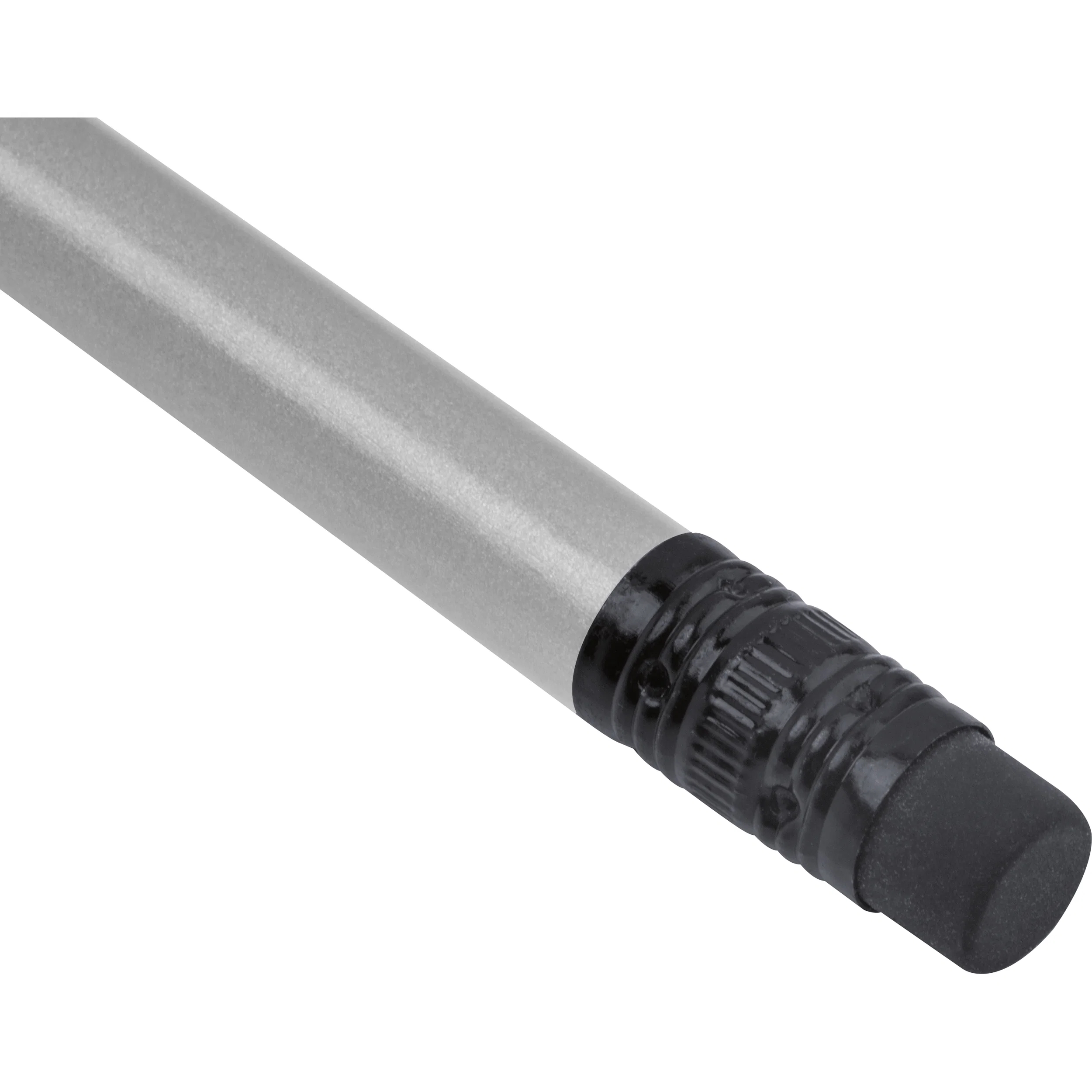 10 Bleistifte mit Gravur / mit Radierer / HB / Farbe: metallic-silber