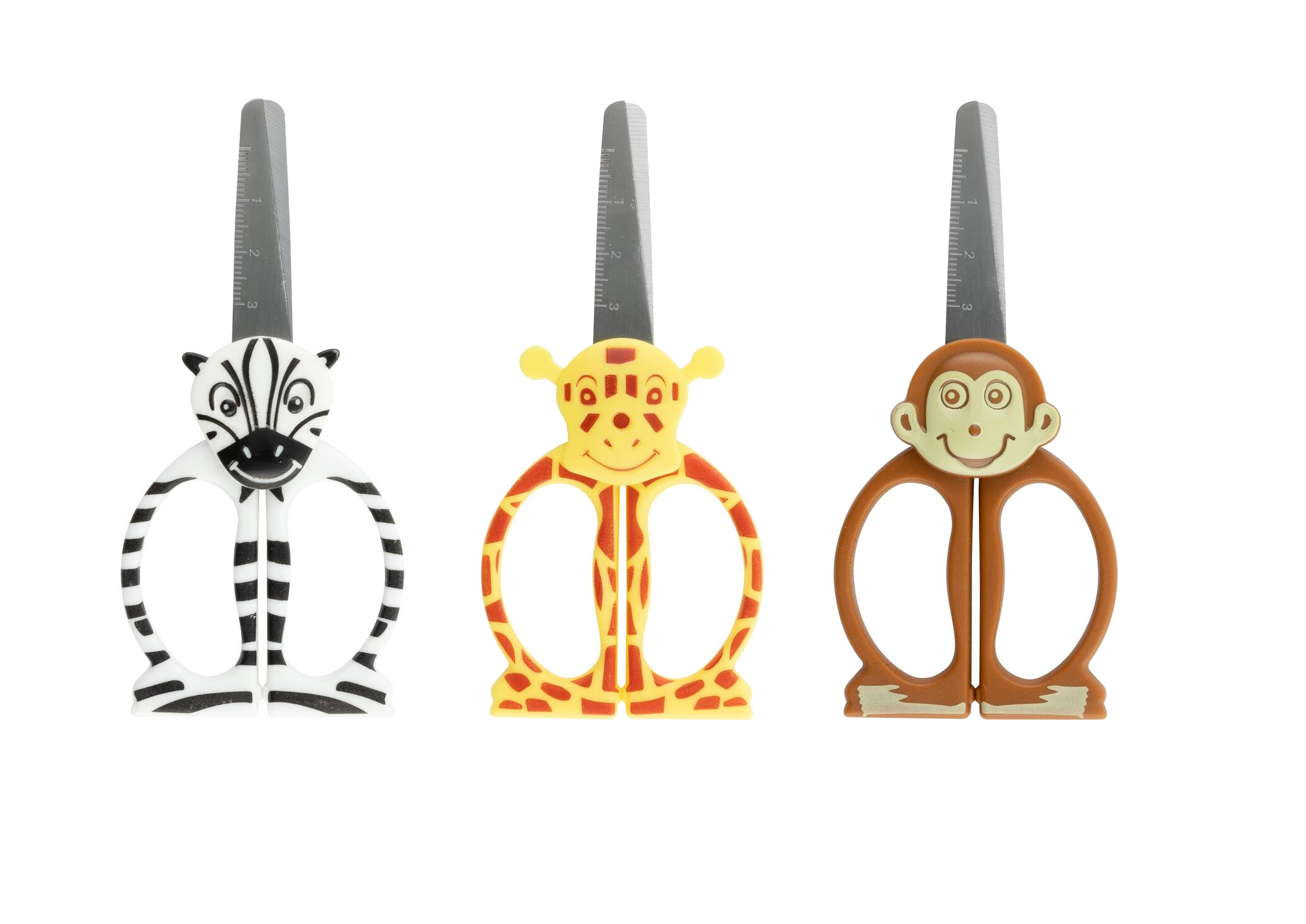 3x Motiv-Kinderschere / Bastelschere / abgerundeten Spitzen / 12 cm / 3 Motive