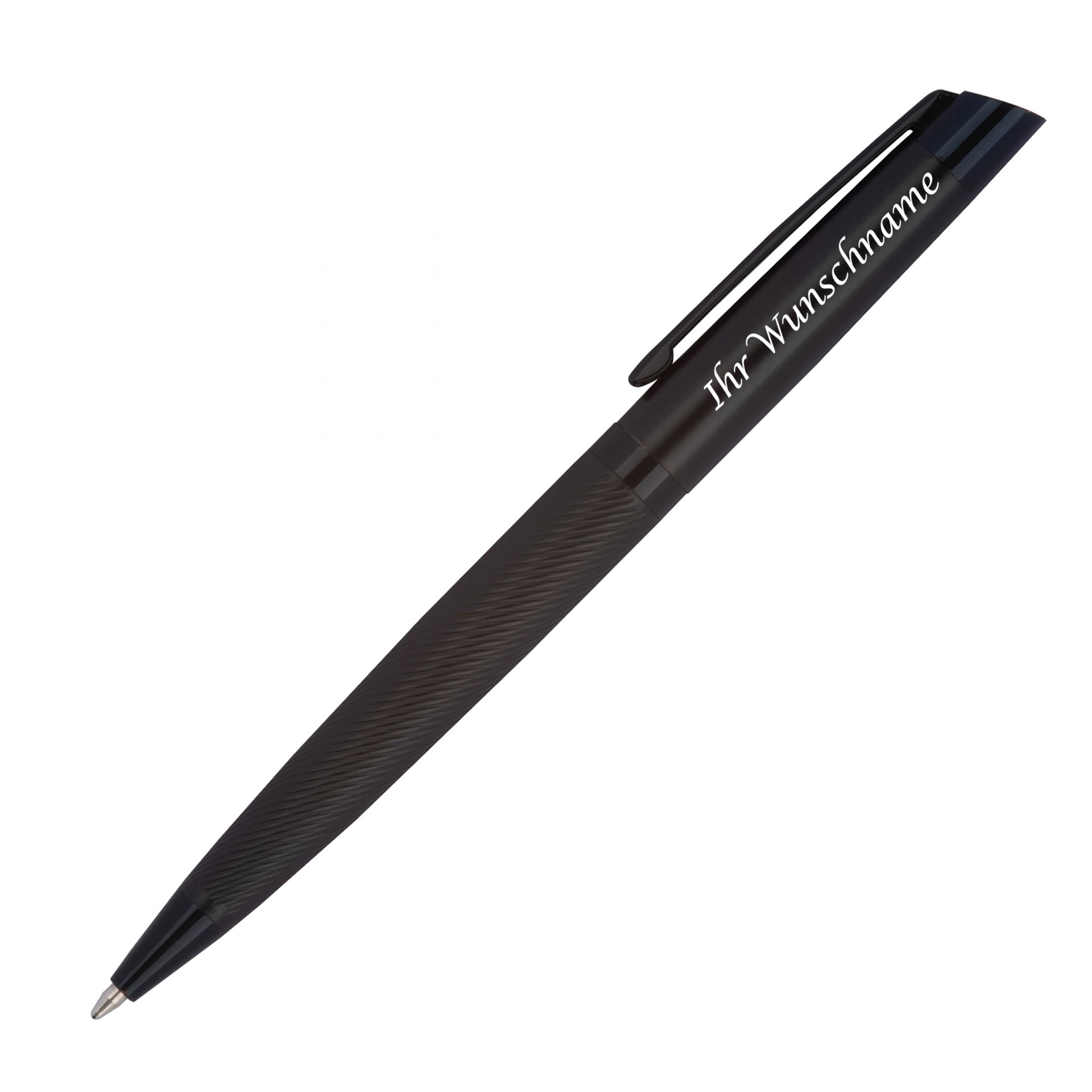 Drehkugelschreiber "CrisMa" aus Edelstahl mit Gravur / Farbe: schwarz