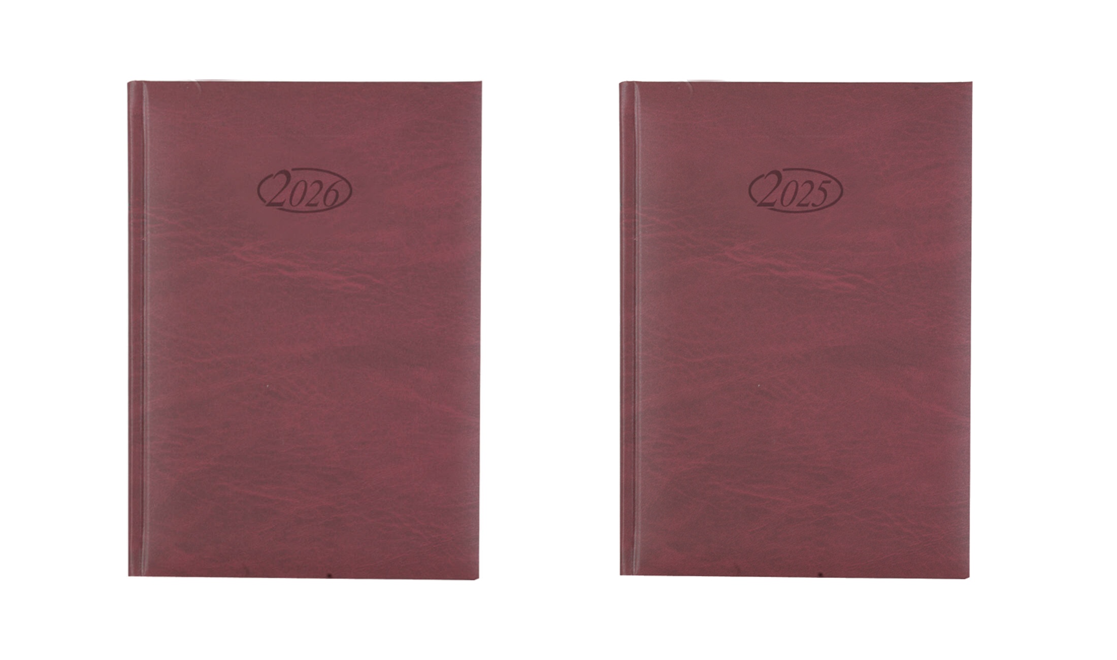 Buchkalender Set 2025 + 2026 / Chefkalender / Farbe: bordeaux