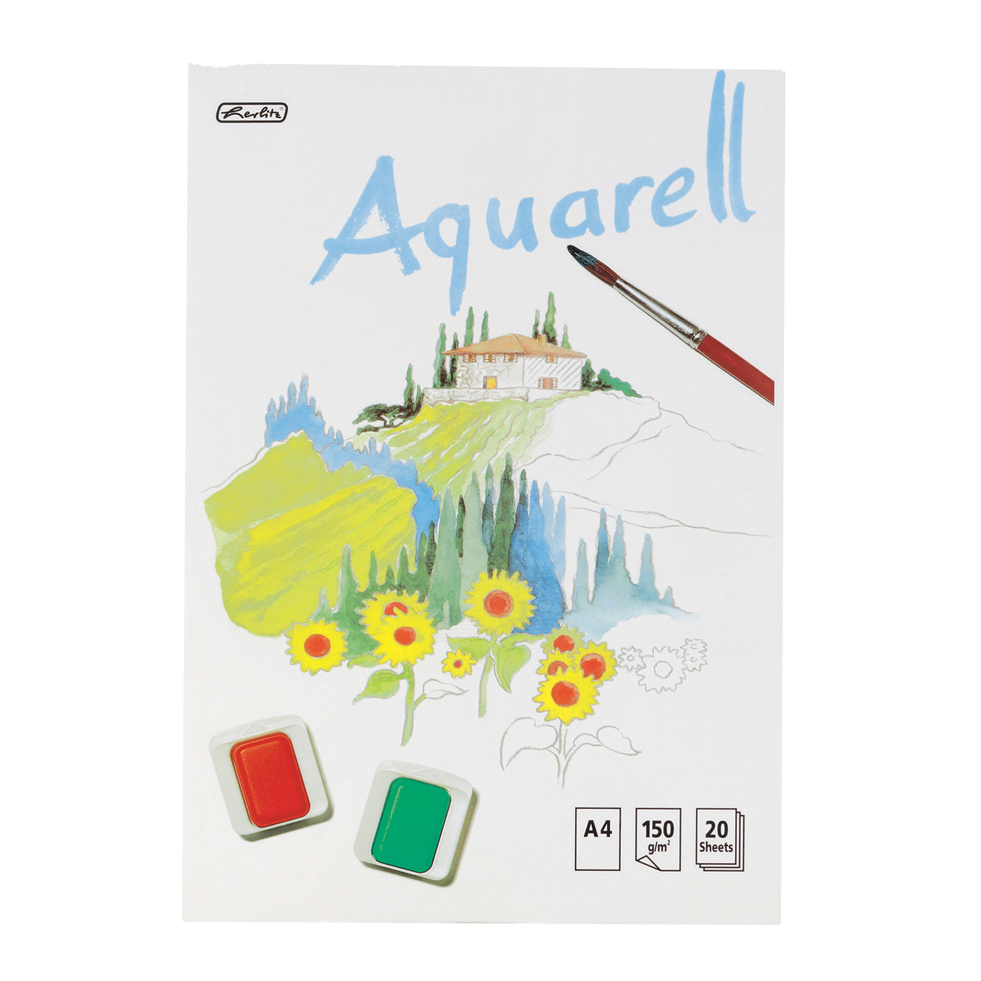 Herlitz Aquarellblock / DIN A4 / 20 Blatt / 150g/m²