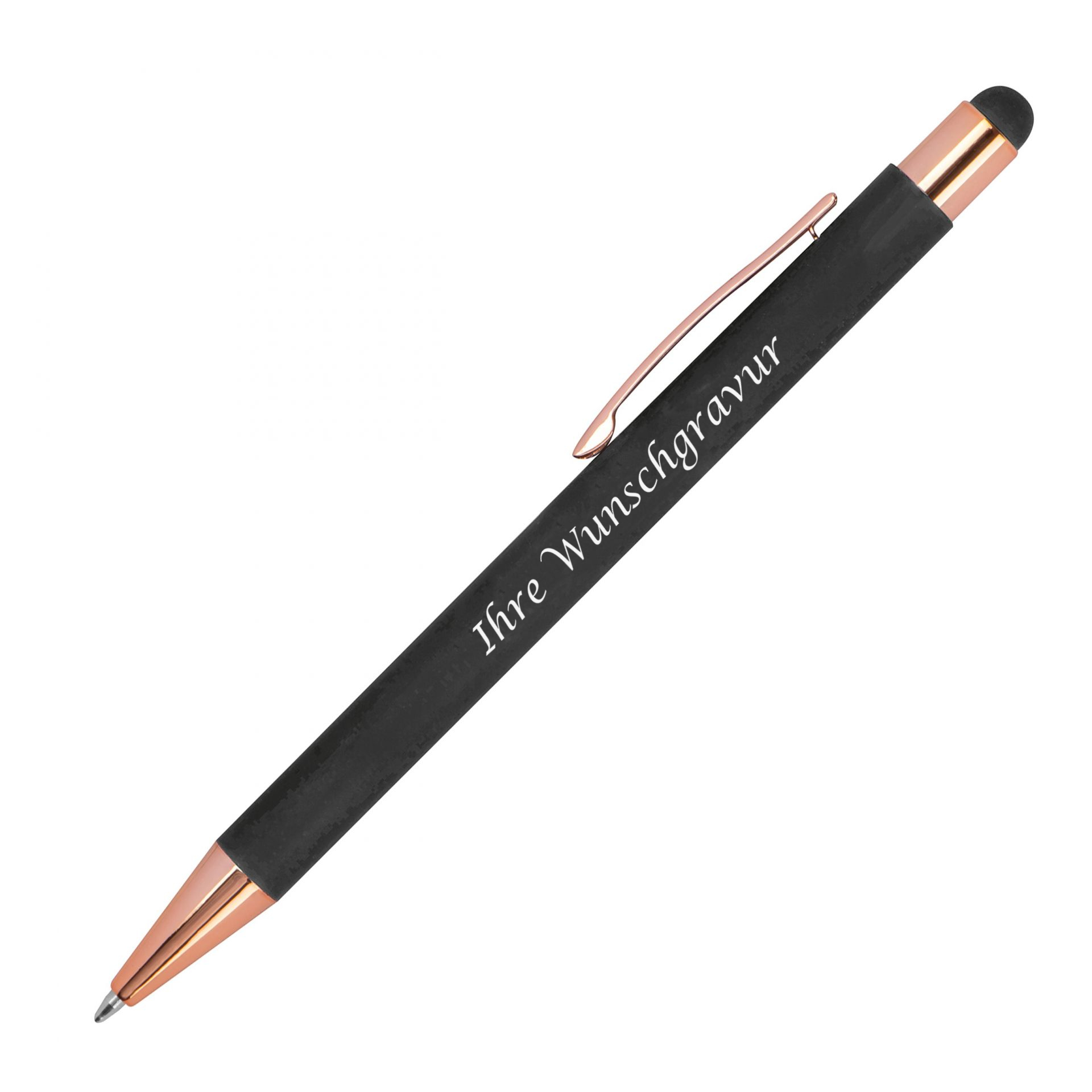 10x Touchpen Kugelschreiber mit Gravur / aus Metall / Farbe: rosegold-anthrazit