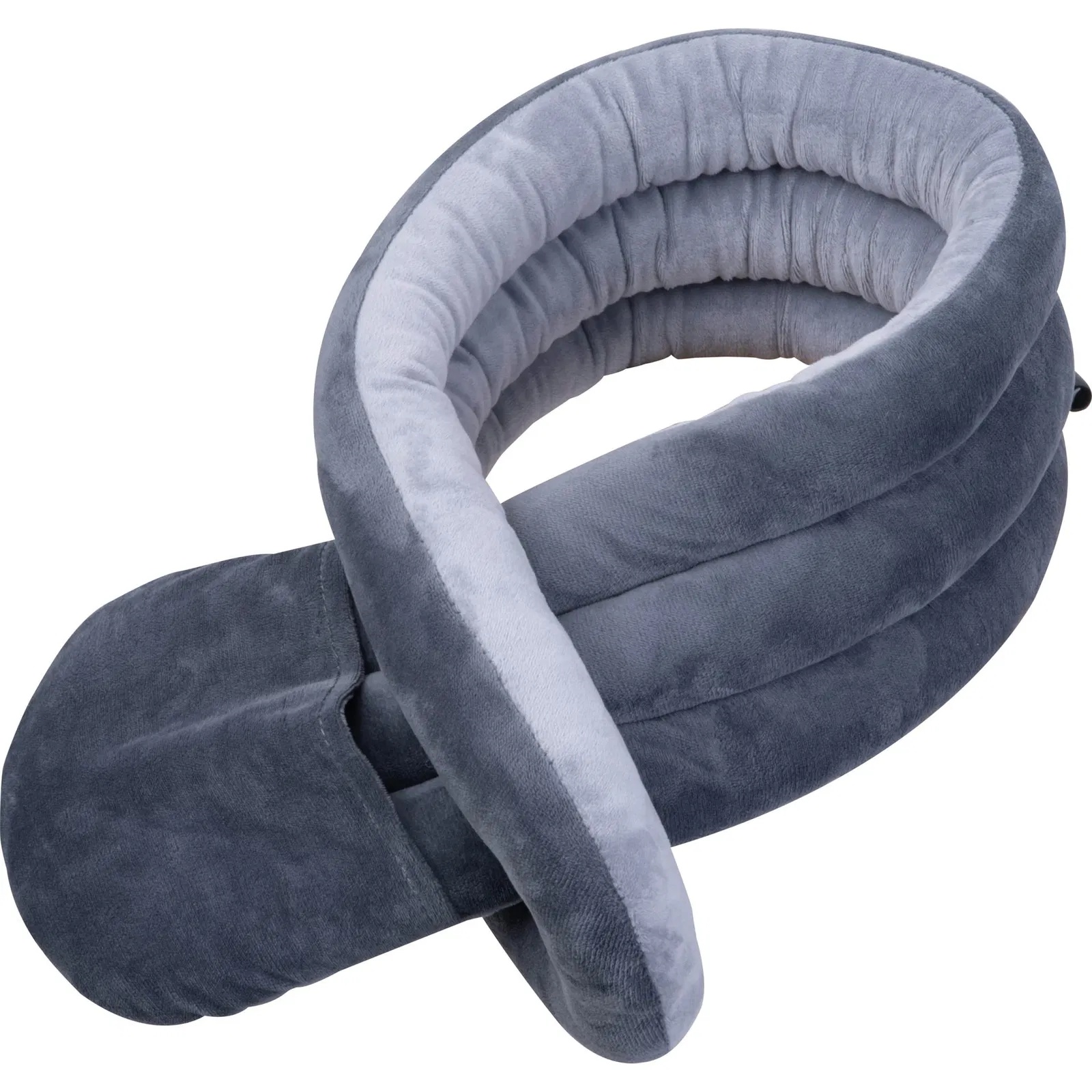 Nackenrolle / Nackenkissen / Nackenstütze / aus Veloursamt / Farbe: grau
