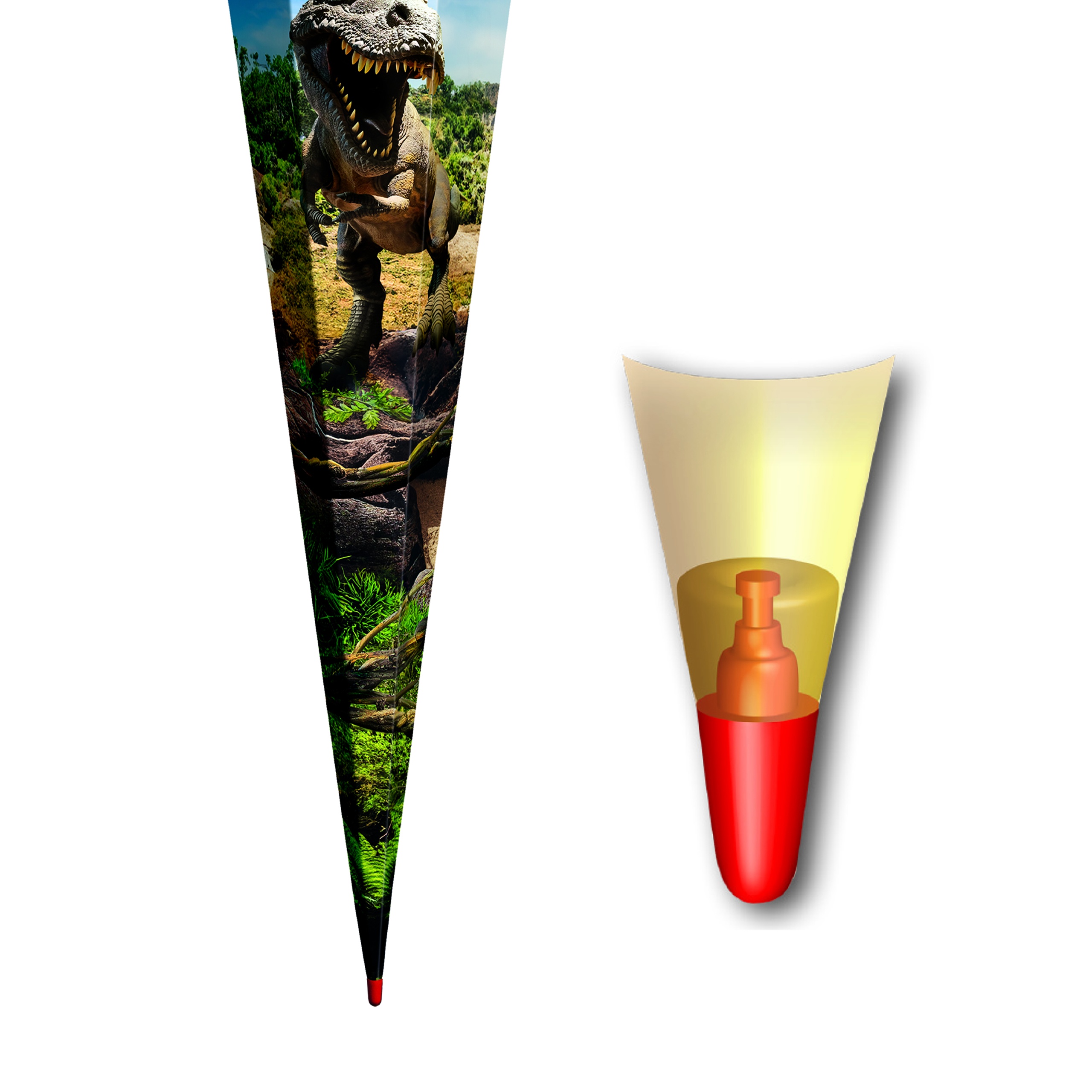 Schultüte mit Gravur / Zuckertüte / 85cm / eckig / "Dino Tyrannosaurus"