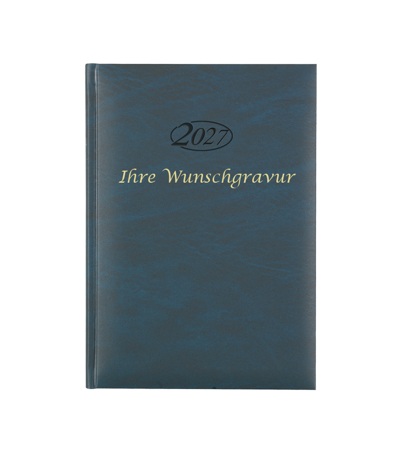 Buchkalender 2027 mit Gravur / Chefkalender / Farbe: blau