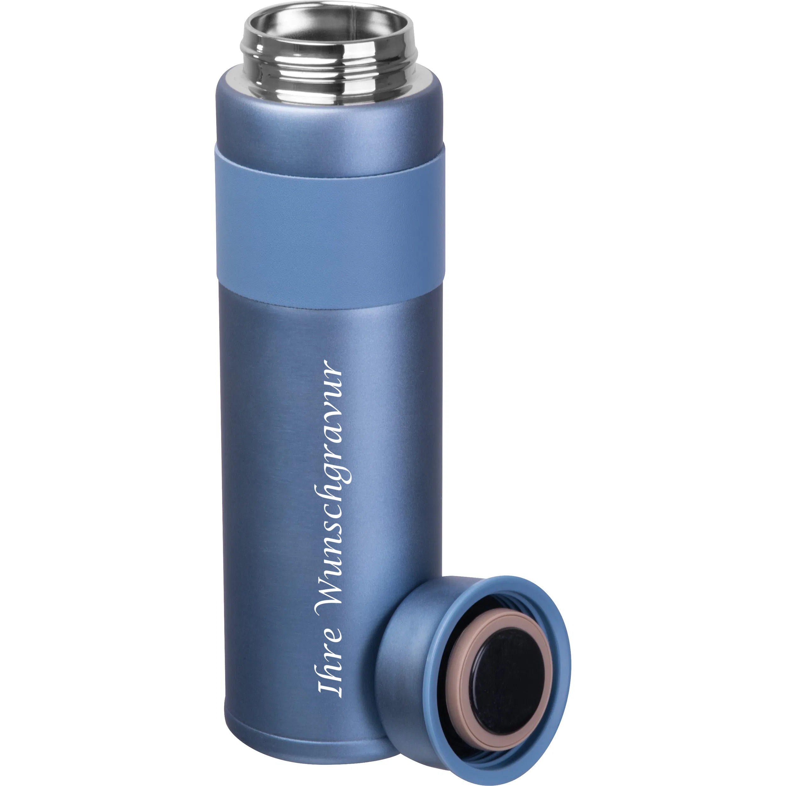 Vakuum Trinkflasche mit Gravur / aus Edelstahl / 600 ml / Farbe: hellblau